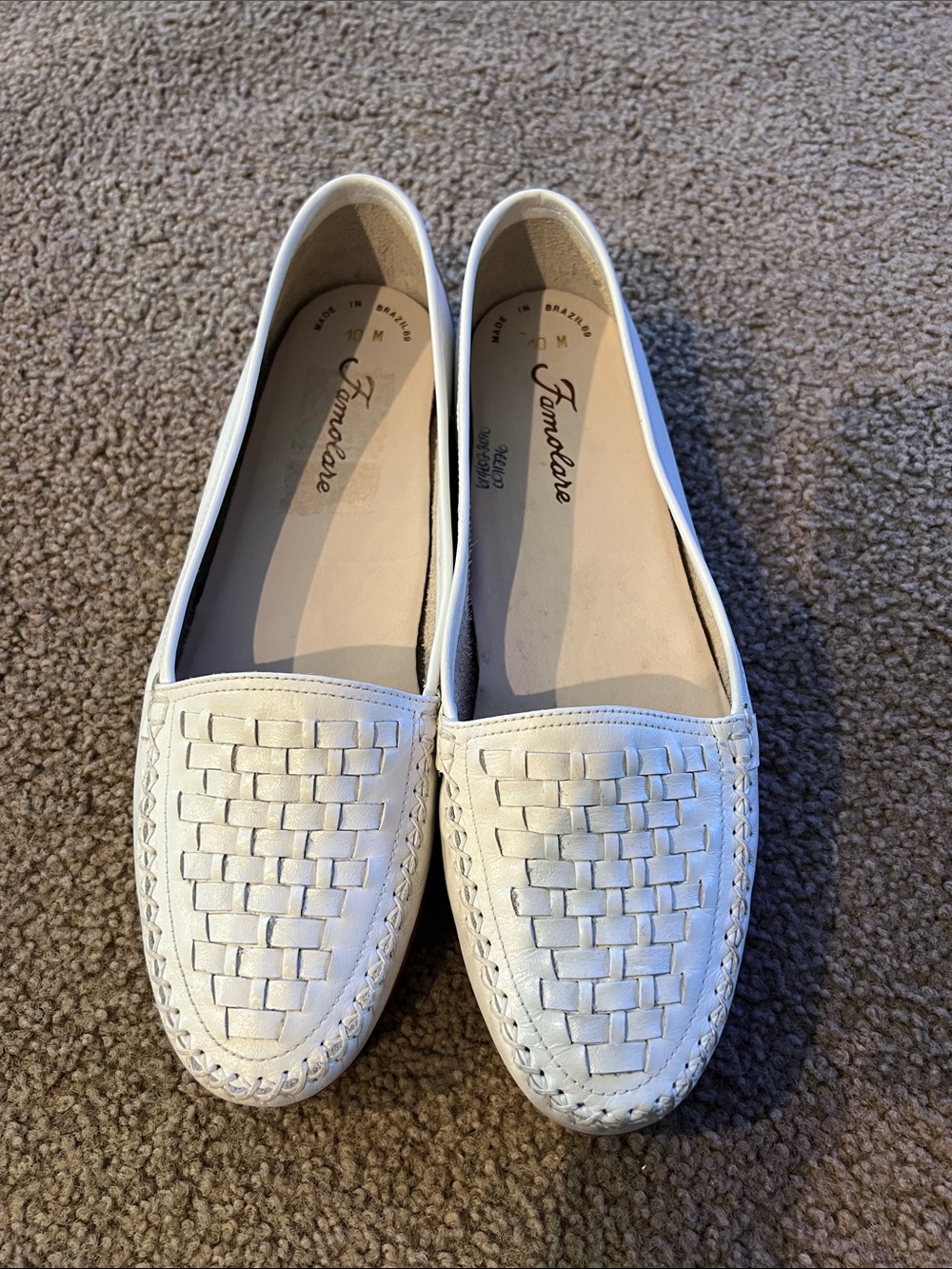 Famolare Women's White Woven Slip-On Loafers